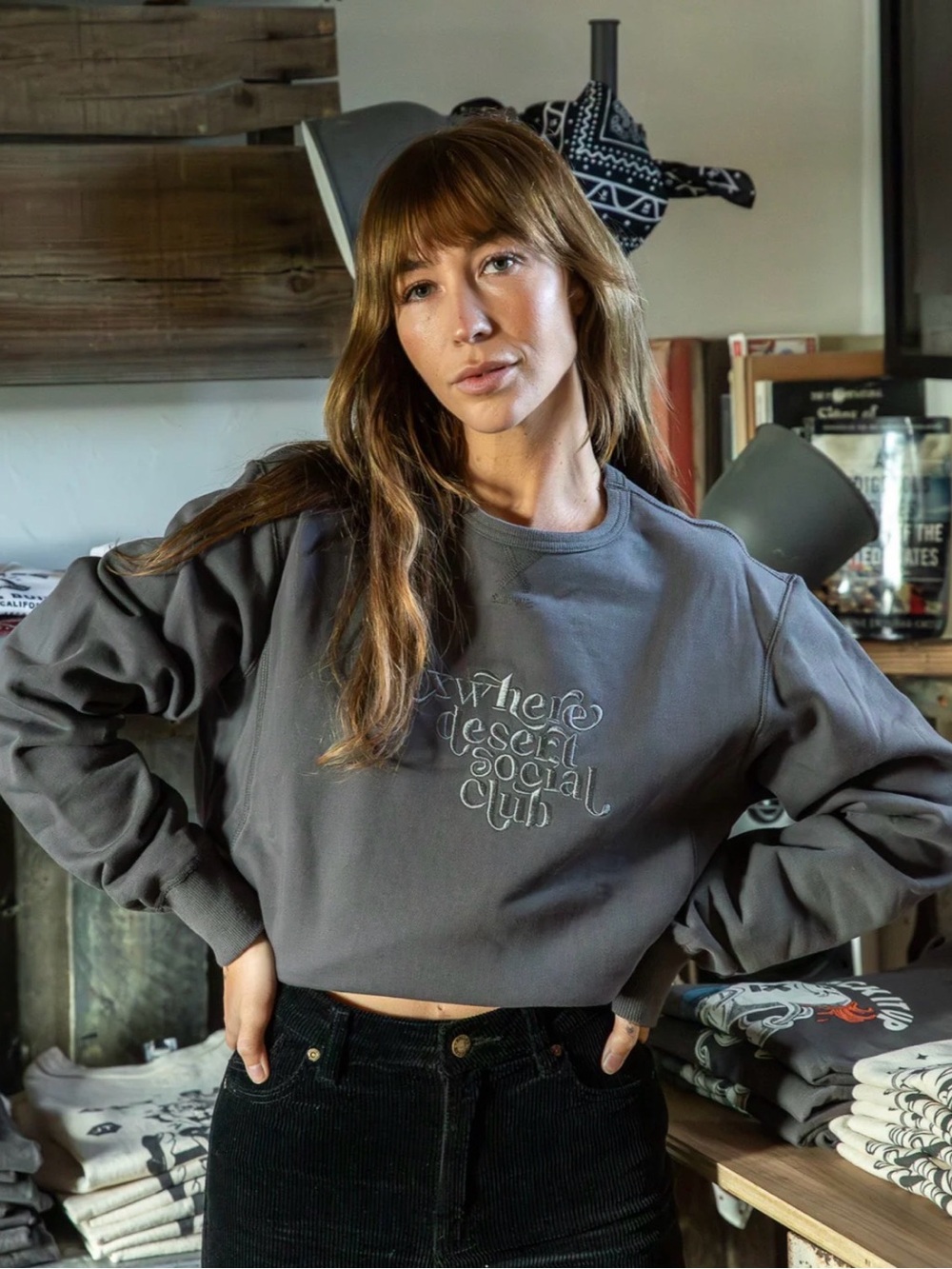 NWT Nxwhere Retro Embroidered Sweatshirt Women’s Small Gray Organic Cotton